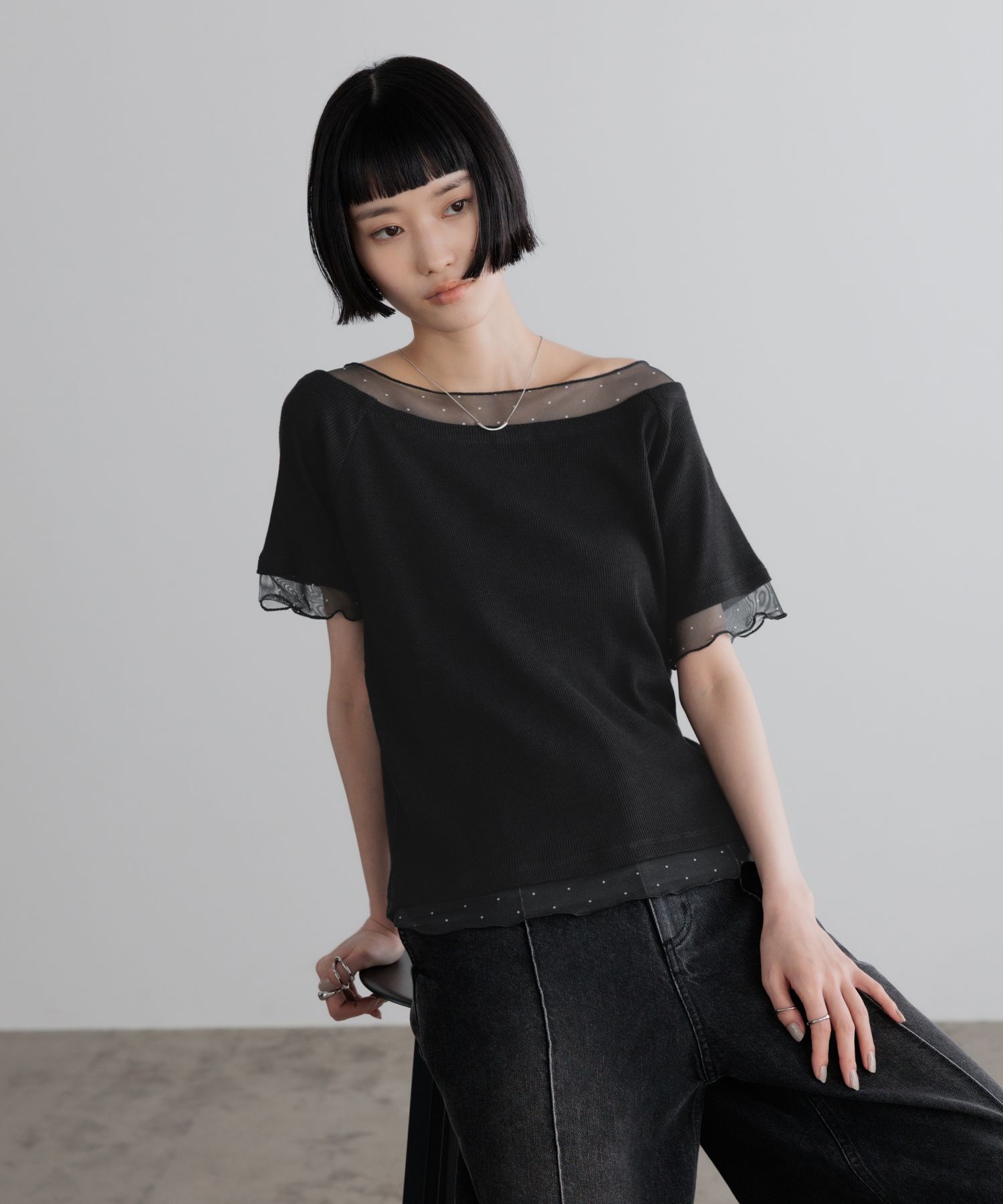 LOWRYS FARM「２ＷＡＹレイヤードＳＳ」|Tシャツ・カットソー|BLK