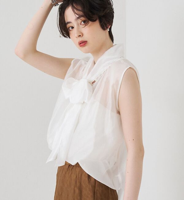 Rouge vif「前後2WAYビッグボウタイリボンブラウス」|シャツ・ブラウス|ホワイト