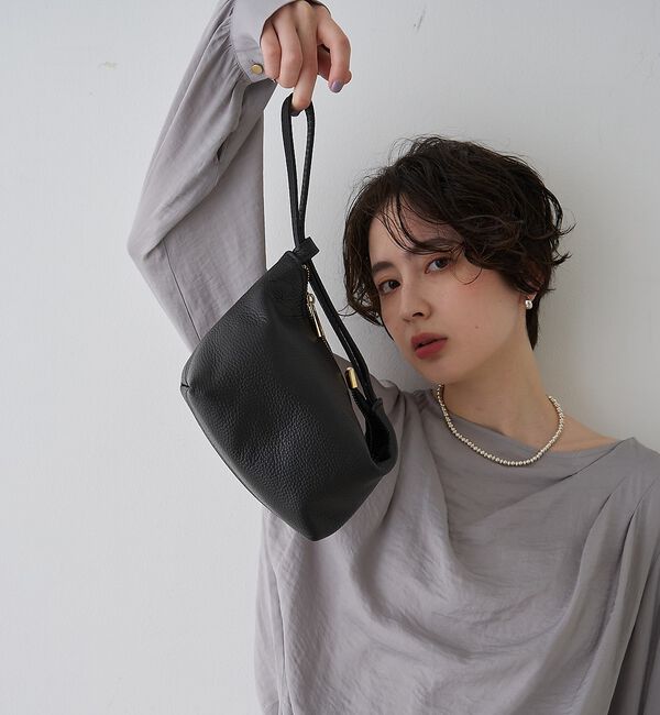 Rouge vif「【AULENTTI/オウレンティ】ワンハンドル レザーハンドバッグ/ポーチバッグ」|ハンドバッグ|