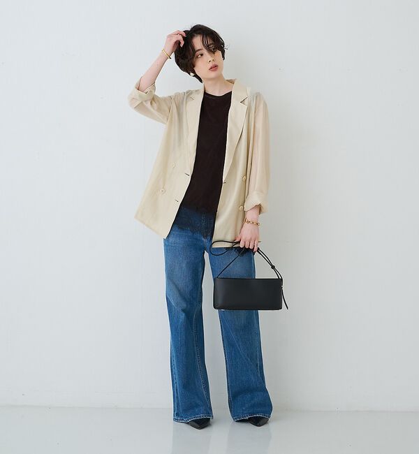 Rouge vif「シアーベロアノースリーブヘムレースカットソー」|Tシャツ・カットソー|