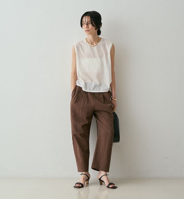 qualite「【セットアップ対応】シアーギンガムクロップドパンツ」|その他|