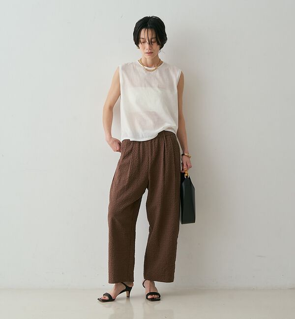 qualite「【セットアップ対応】シアーギンガムクロップドパンツ」|その他|