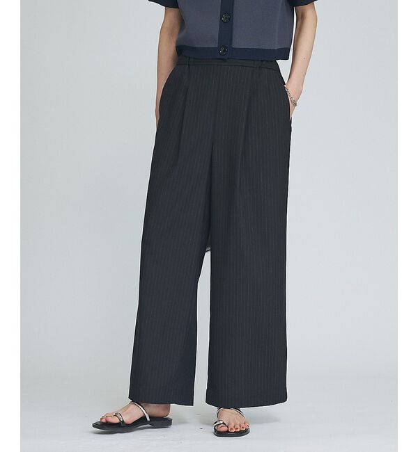 qualite「【セットアップ対応】ウールライクワイドパンツ」|その他|ブラック