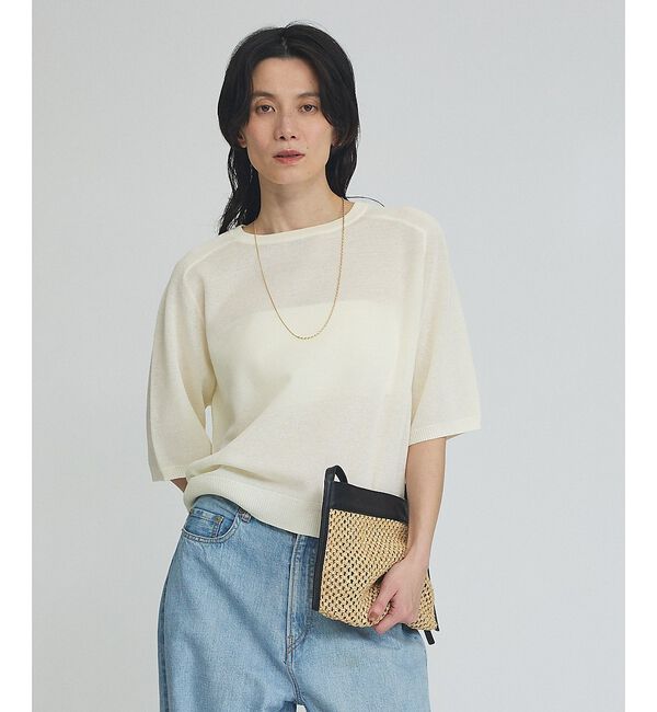 qualite「【上品夏ニット】リネンブレンドニットプルオーバー」|ニット・セーター|