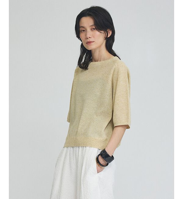qualite「【上品夏ニット】リネンブレンドニットプルオーバー」|ニット・セーター|