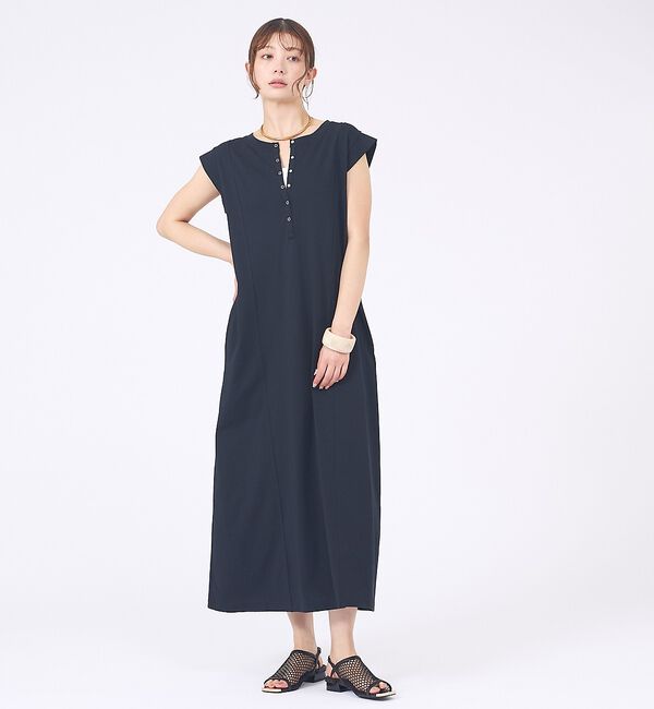 abahouse mavie「【接触冷感＆速乾】ヘンリーネック2WAYワンピース」|ワンピース|ブラック