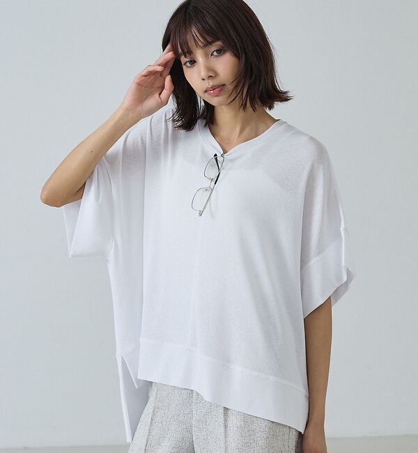 abahouse mavie「【二の腕カバー】スラブプルオーバー」|Tシャツ・カットソー|ホワイト