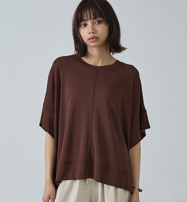 abahouse mavie「【二の腕カバー】スラブプルオーバー」|Tシャツ・カットソー|ブラウン