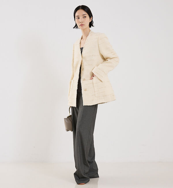 The Store by C' 「【COCUCA】ツイードＶネックジャケット」|ノーカラージャケット|