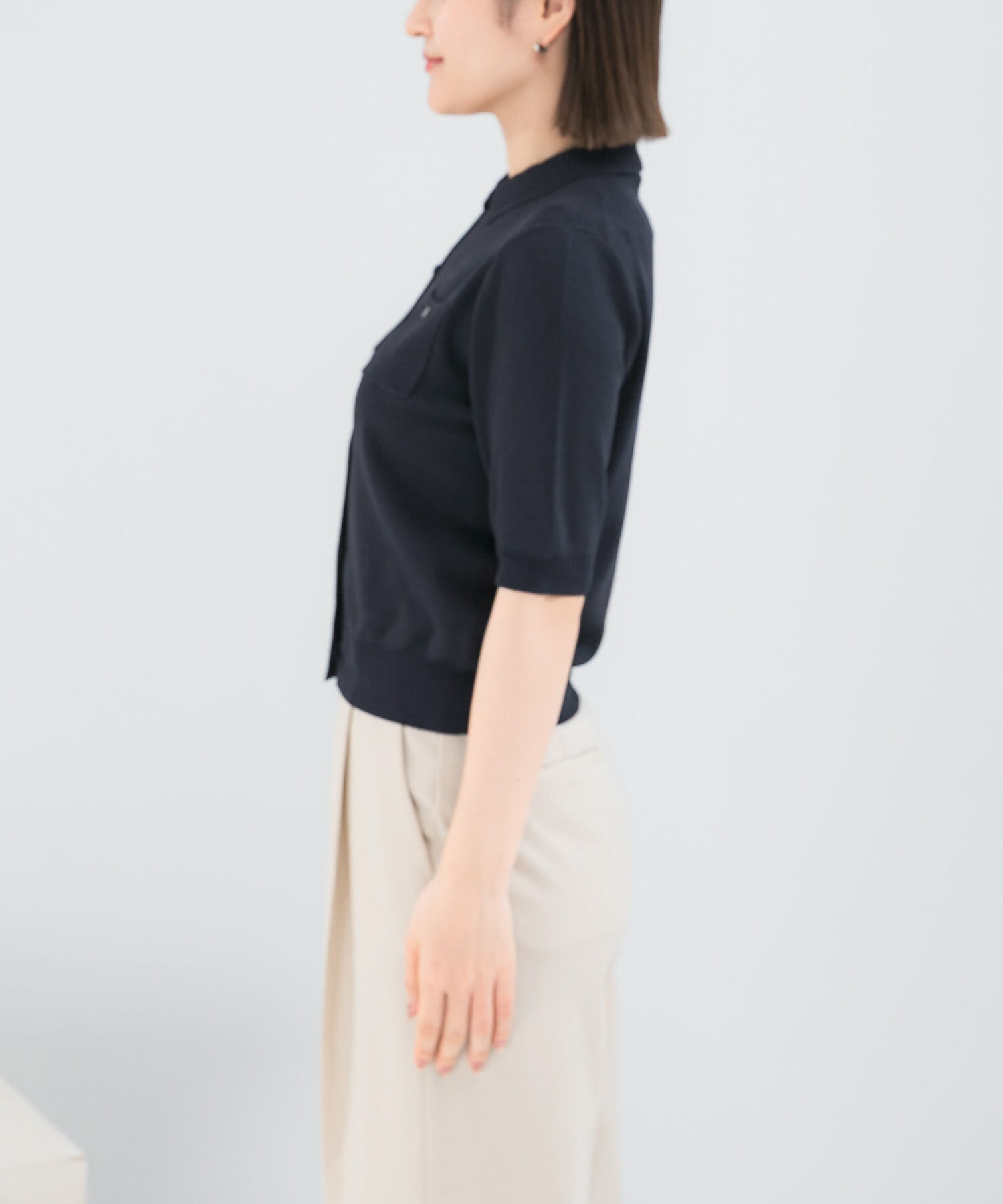 URBAN RESEARCH ROSSO「襟付コンパクト5分袖カーディガン」|カーディガン|