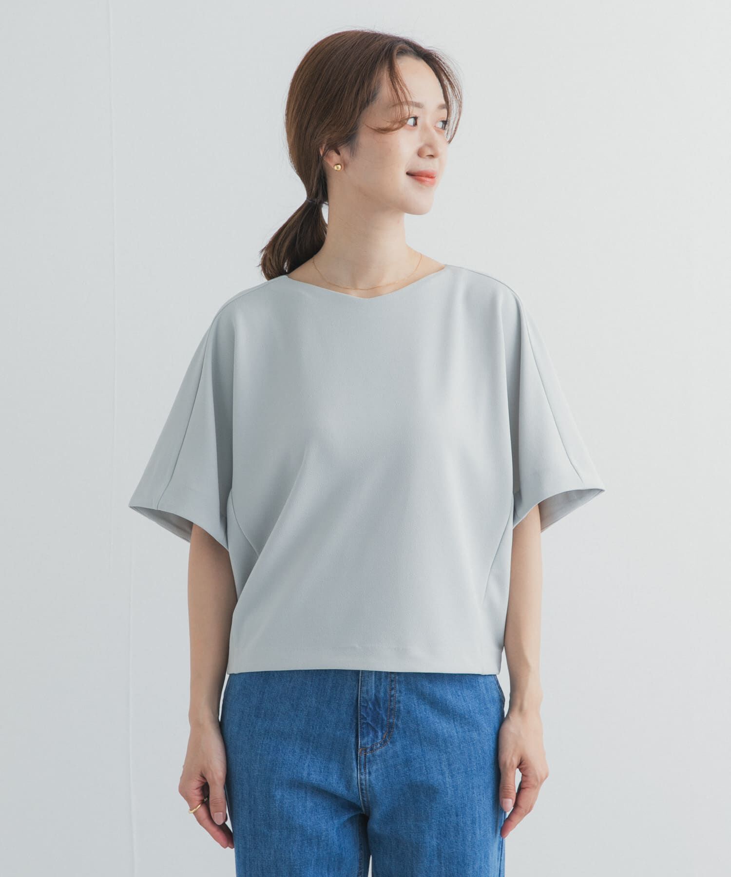 URBAN RESEARCH DOORS「カットジョーゼットVネックプルオーバー」|Tシャツ・カットソー|