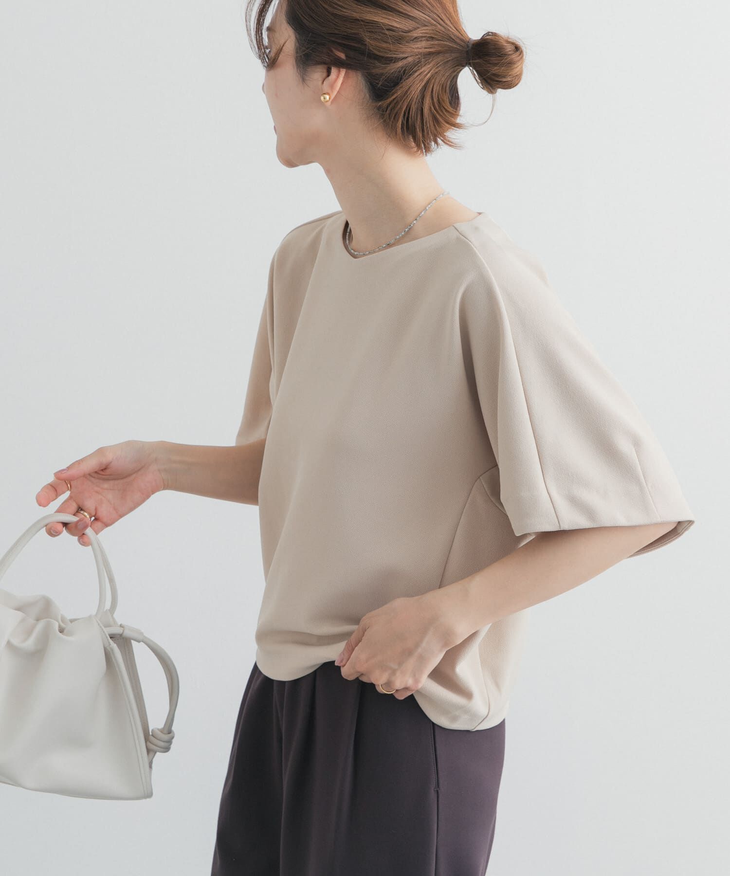 URBAN RESEARCH DOORS「カットジョーゼットVネックプルオーバー」|Tシャツ・カットソー|