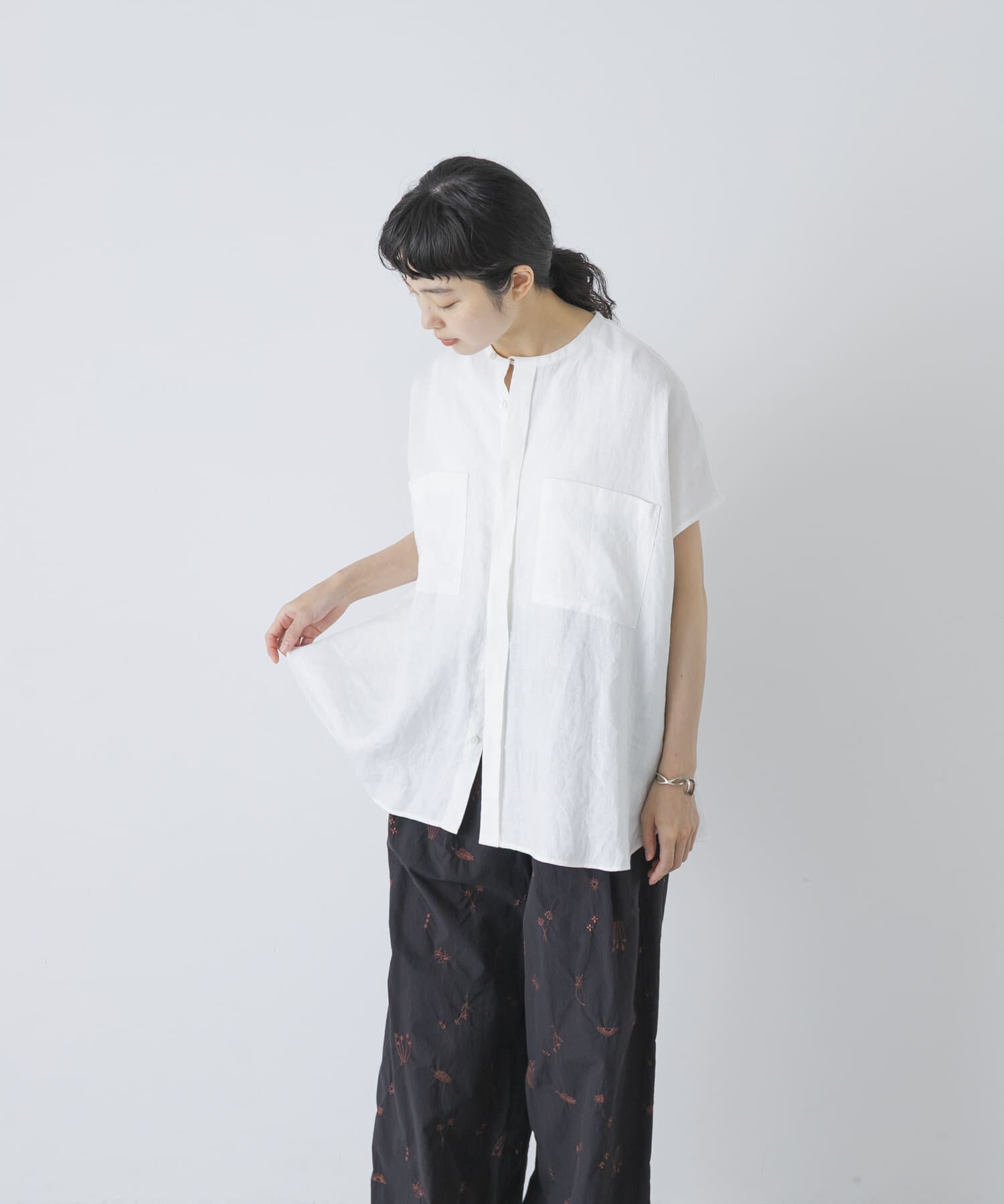 かぐれ「リネンWポケットフレンチシャツ」|シャツ・ブラウス|