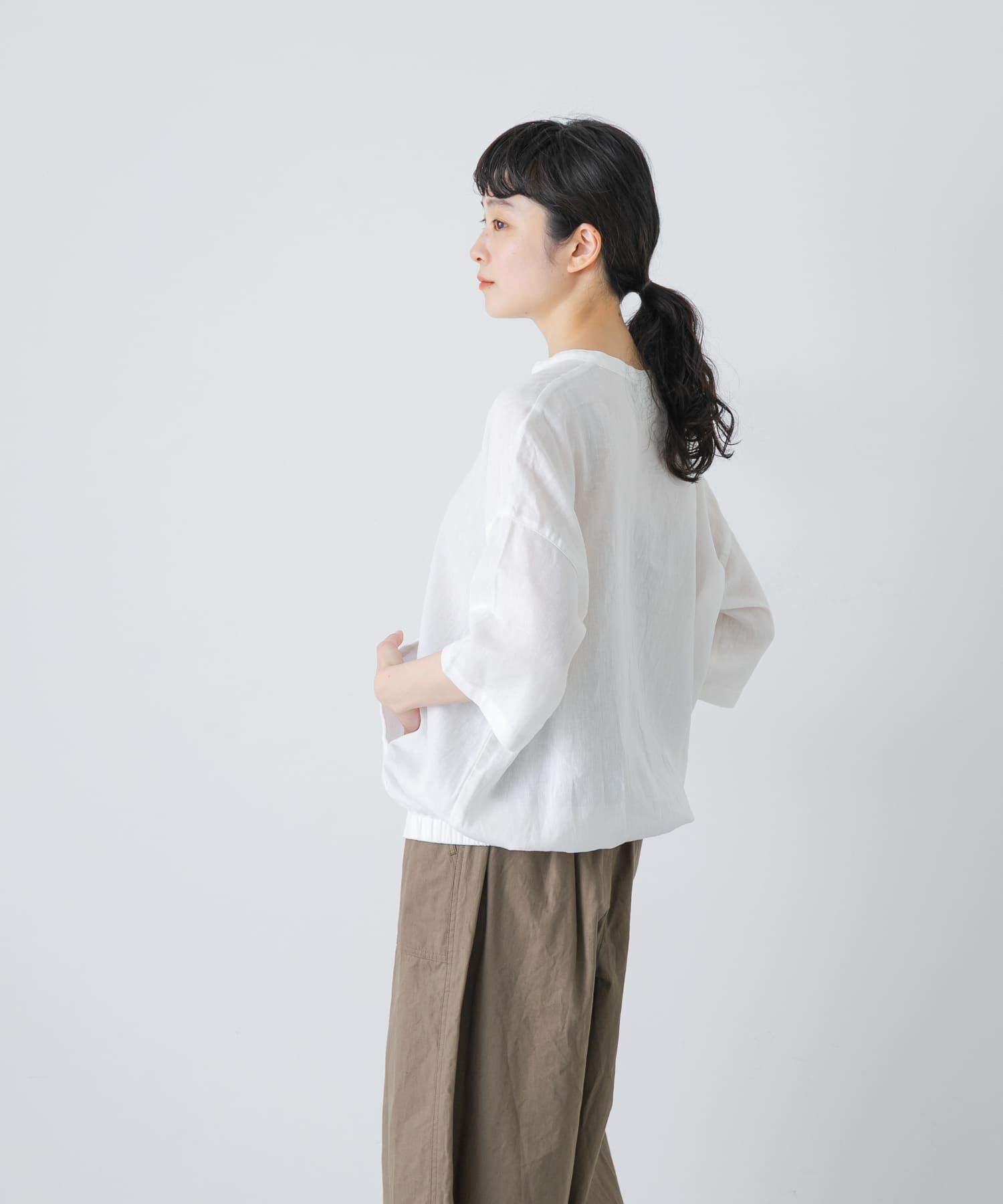 かぐれ「コットンリネンポケットプルオーバー」|シャツ・ブラウス|