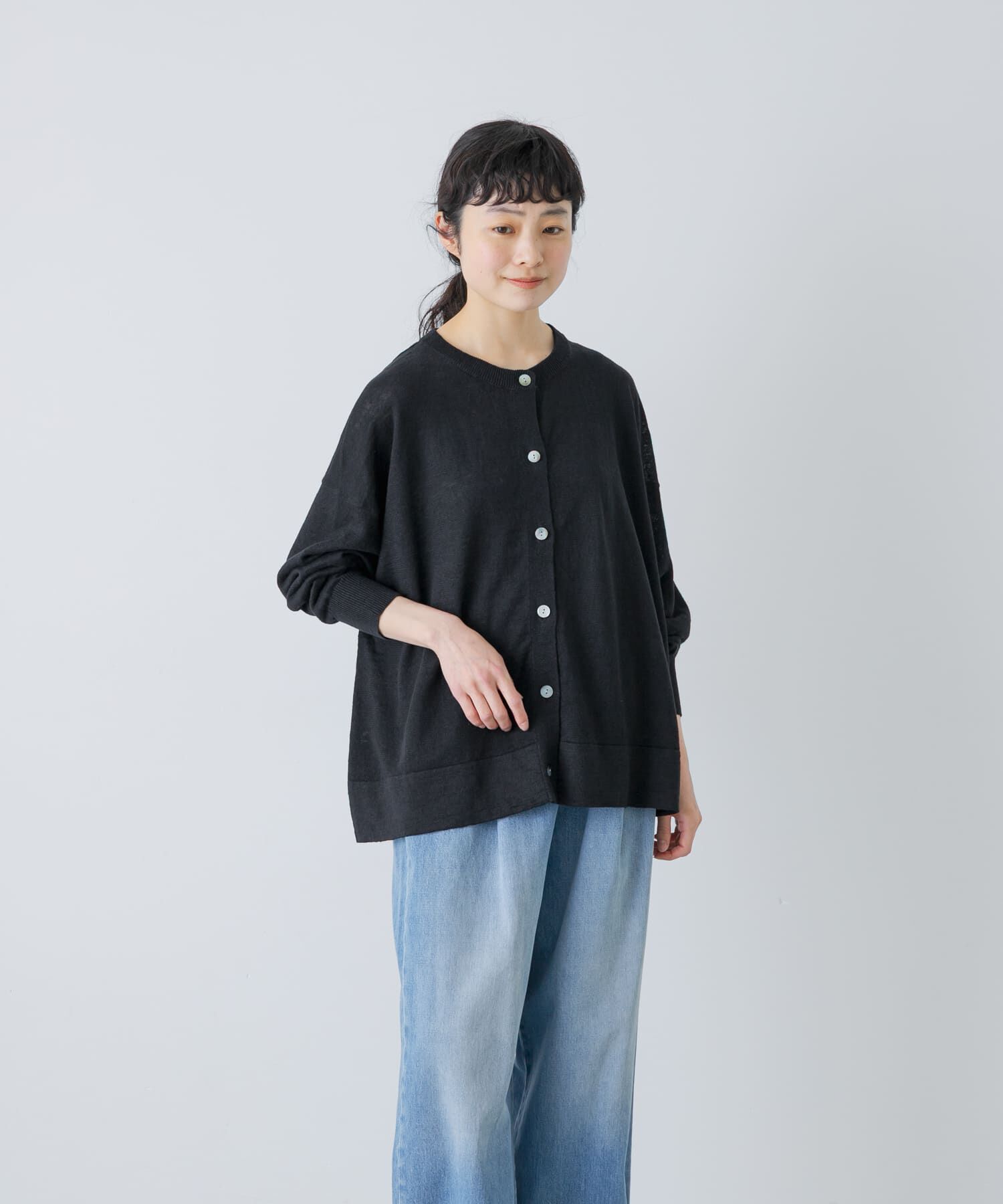 かぐれ「リネンワイドクルーネックカーディガン」|カーディガン|