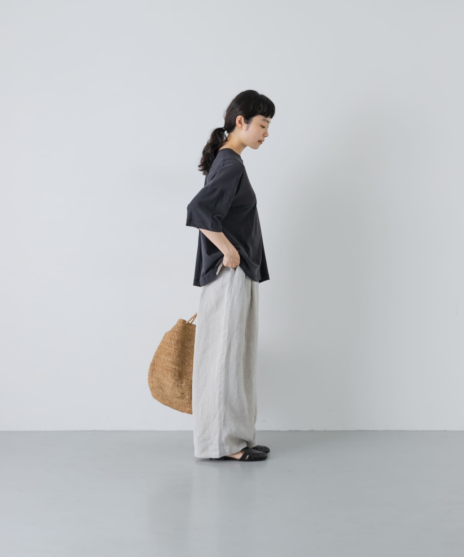 かぐれ「ハイツイストコットン半袖Tシャツ」|Tシャツ・カットソー|