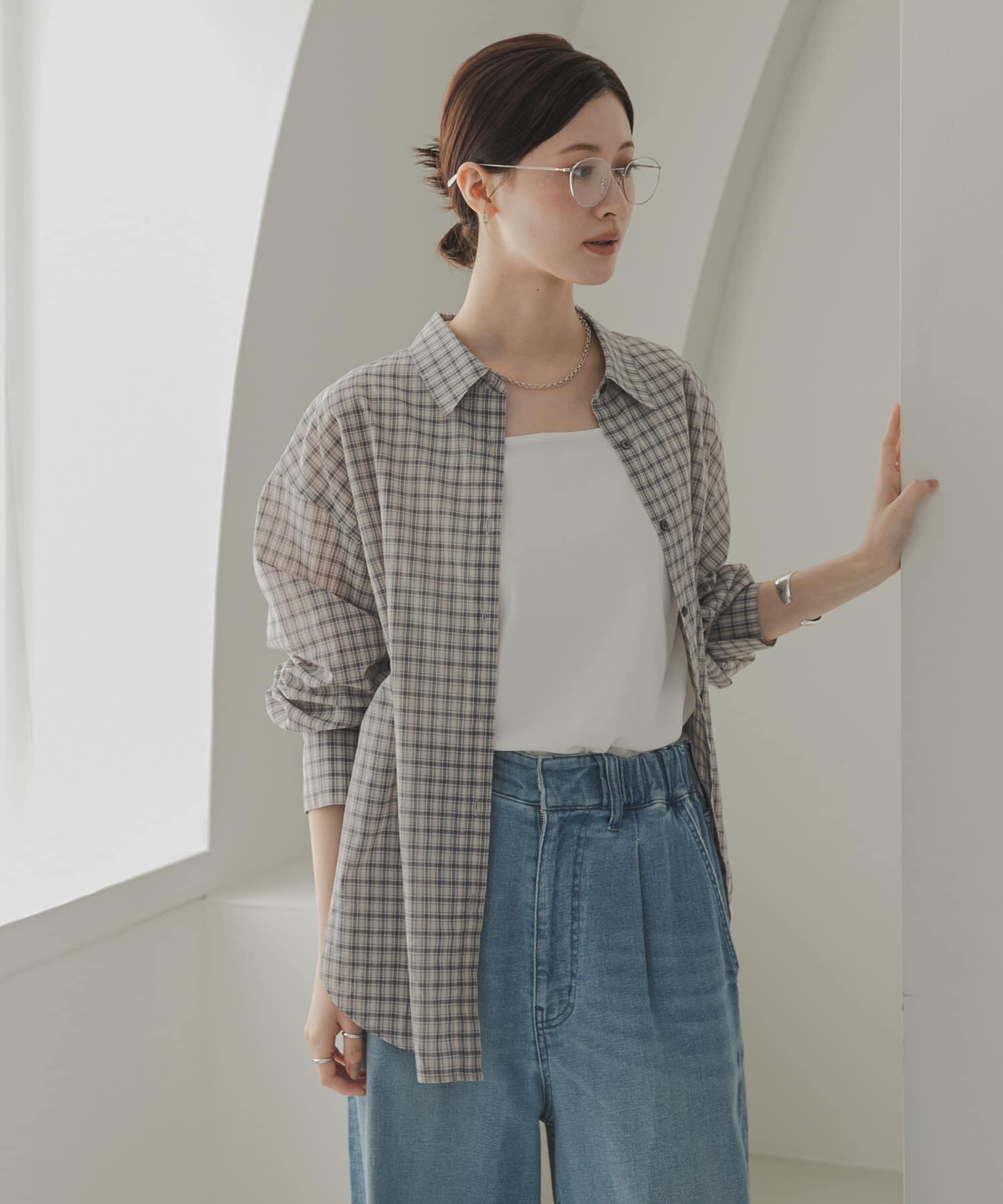 URBAN RESEARCH「シアーチェックシャツ」|シャツ・ブラウス|ベージュ系その他