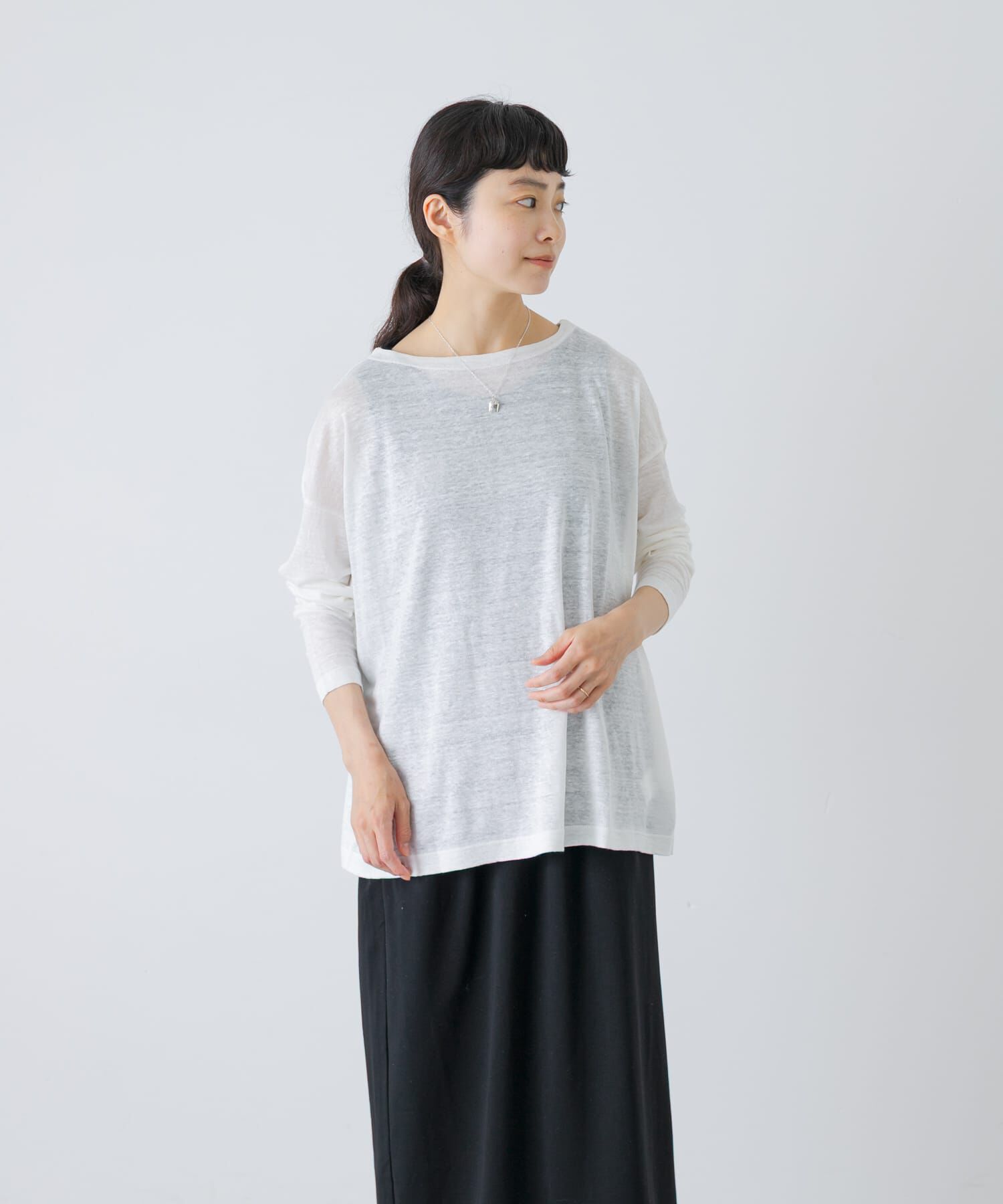 かぐれ「リネンボートネックカットソー」|Tシャツ・カットソー|