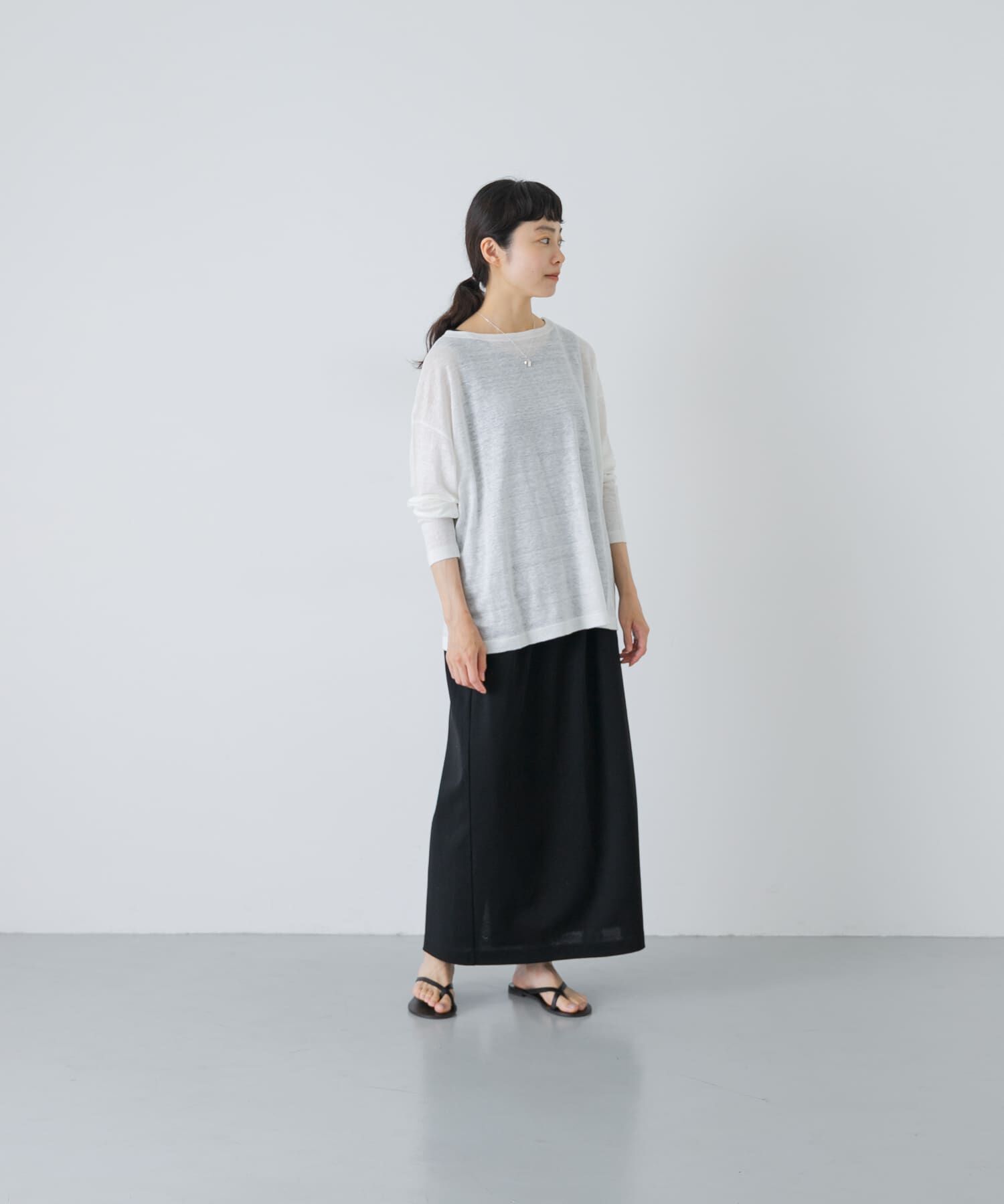 かぐれ「リネンボートネックカットソー」|Tシャツ・カットソー|