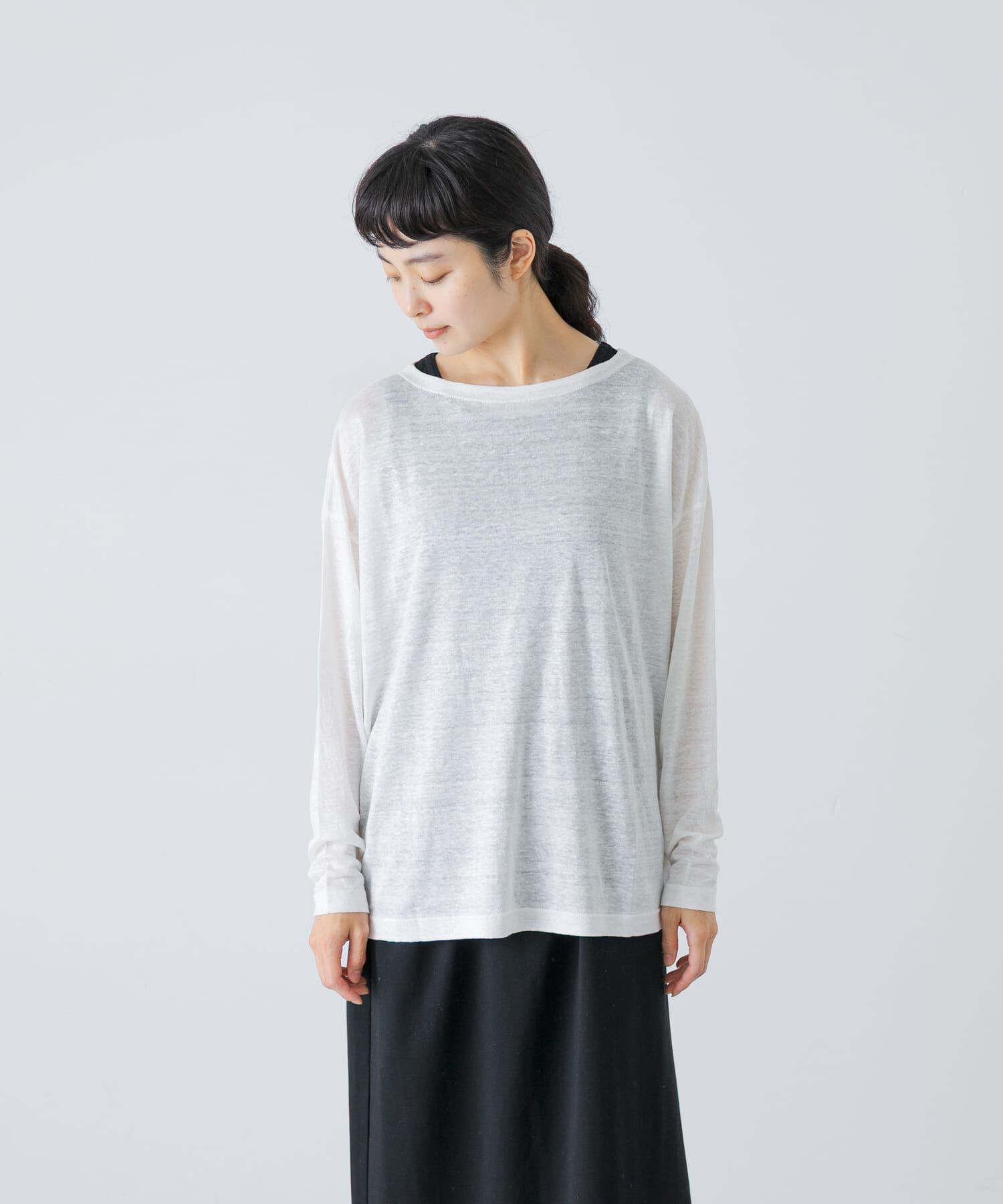 かぐれ「リネンボートネックカットソー」|Tシャツ・カットソー|
