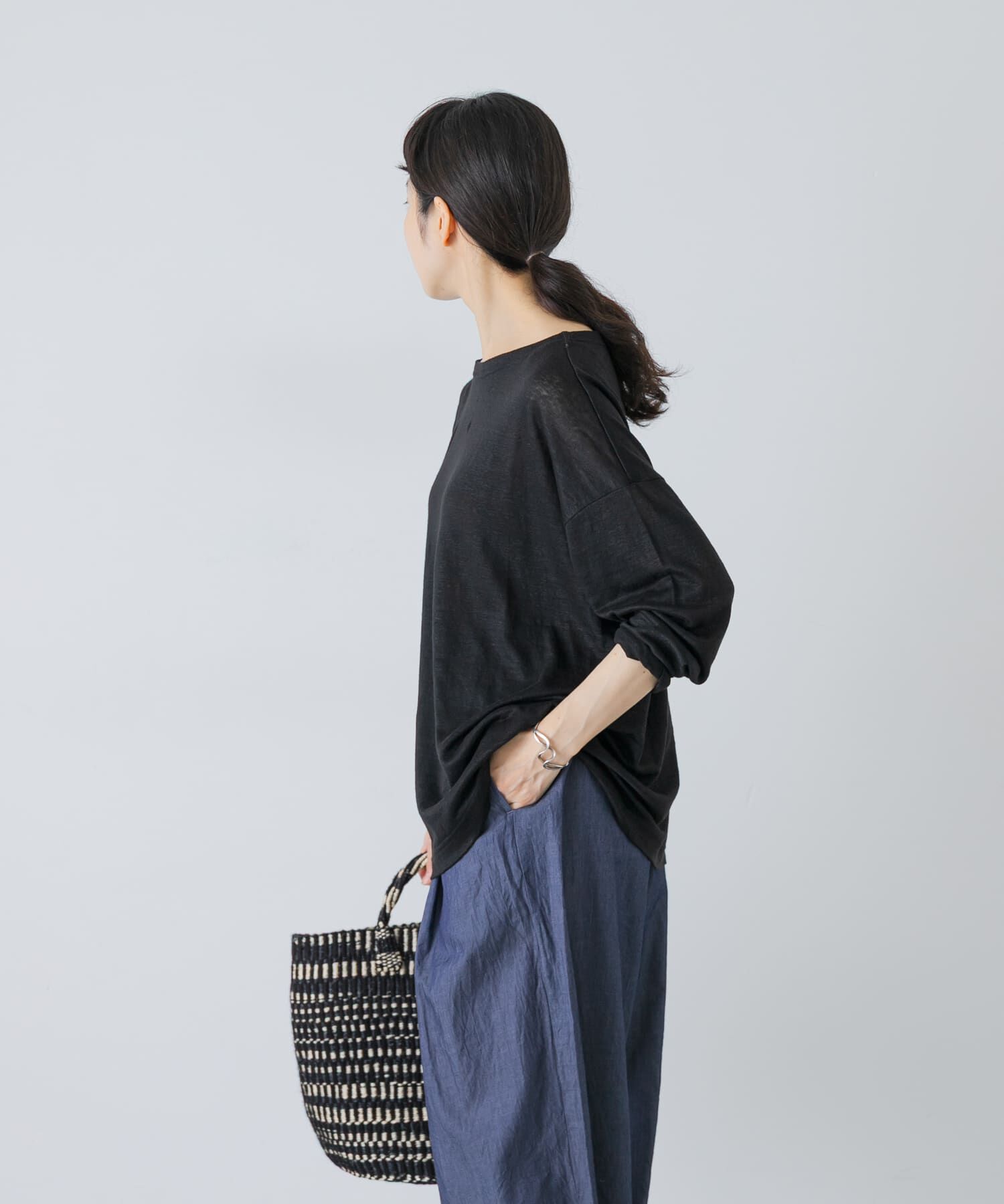 かぐれ「リネンボートネックカットソー」|Tシャツ・カットソー|