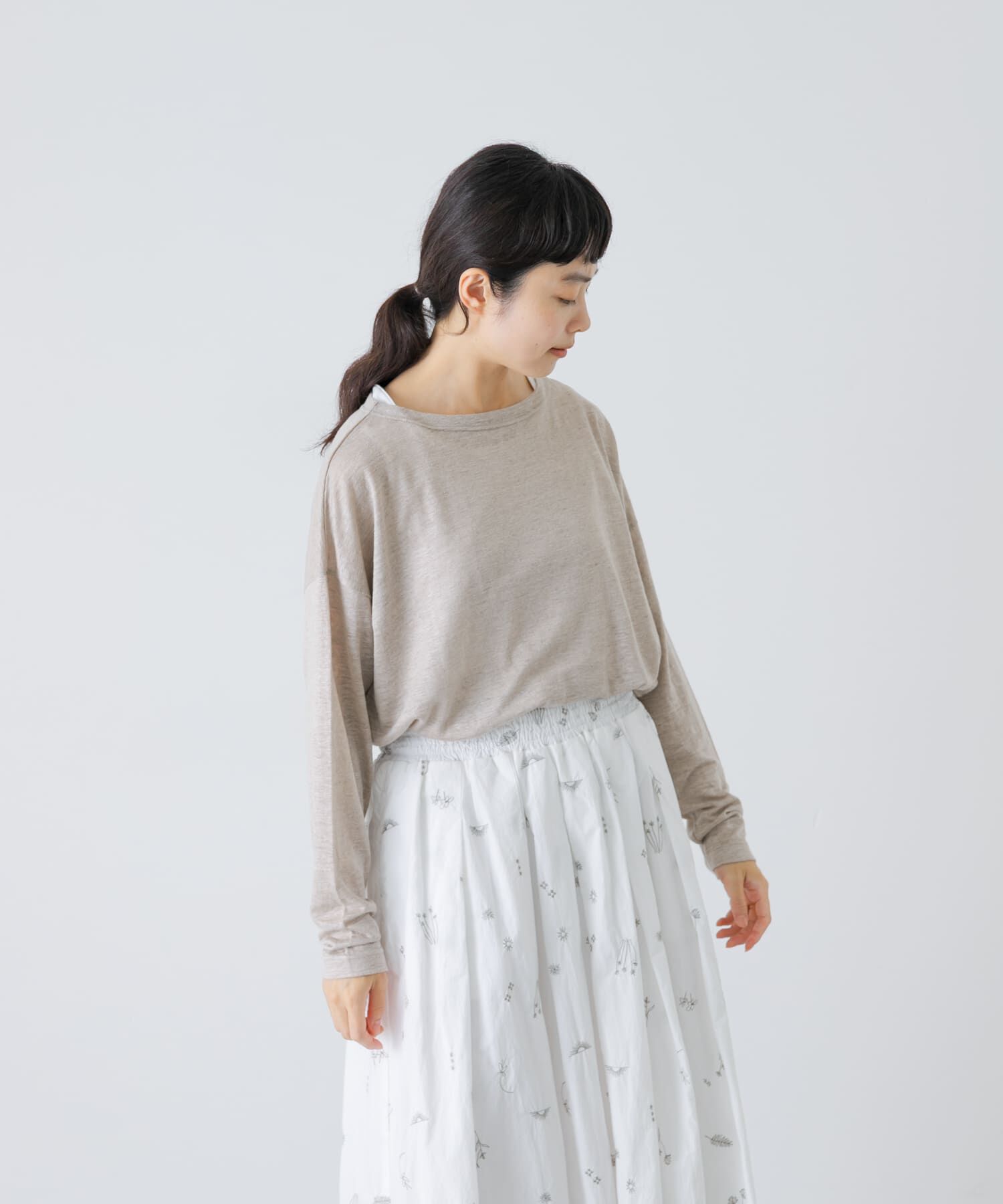かぐれ「リネンボートネックカットソー」|Tシャツ・カットソー|
