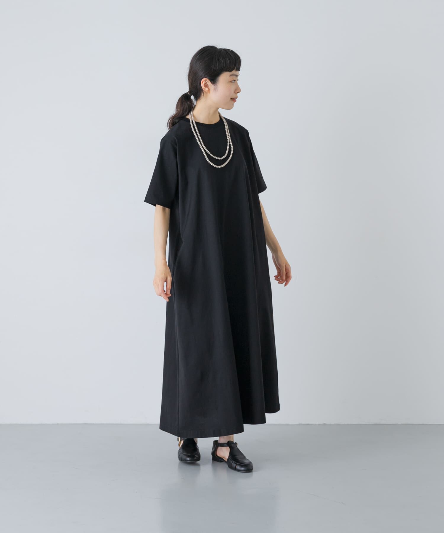 かぐれ「『2サイズ展開』コットンAラインカットワンピース」|ワンピース|ブラック