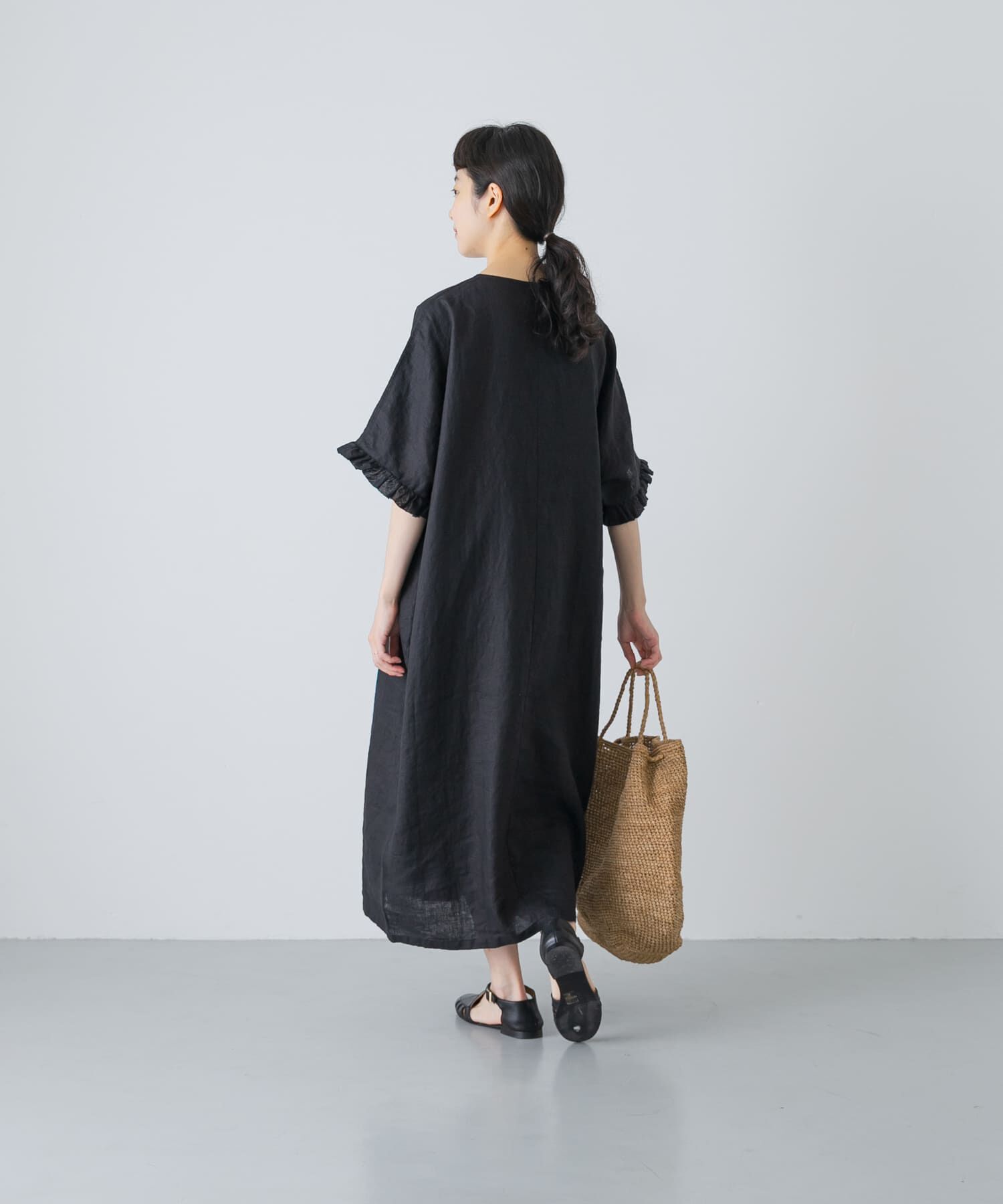 かぐれ「『2サイズ展開』リネンフリルスリーブワンピース」|ワンピース|