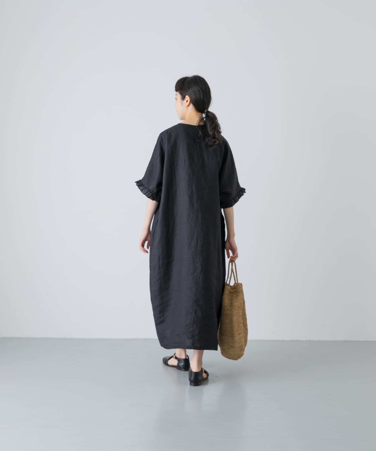 かぐれ「『2サイズ展開』リネンフリルスリーブワンピース」|ワンピース|