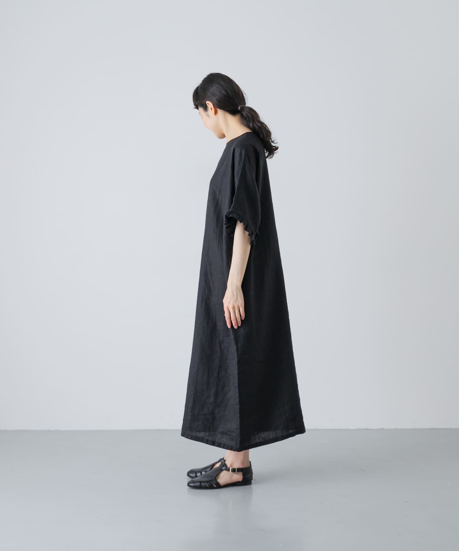 かぐれ「『2サイズ展開』リネンフリルスリーブワンピース」|ワンピース|