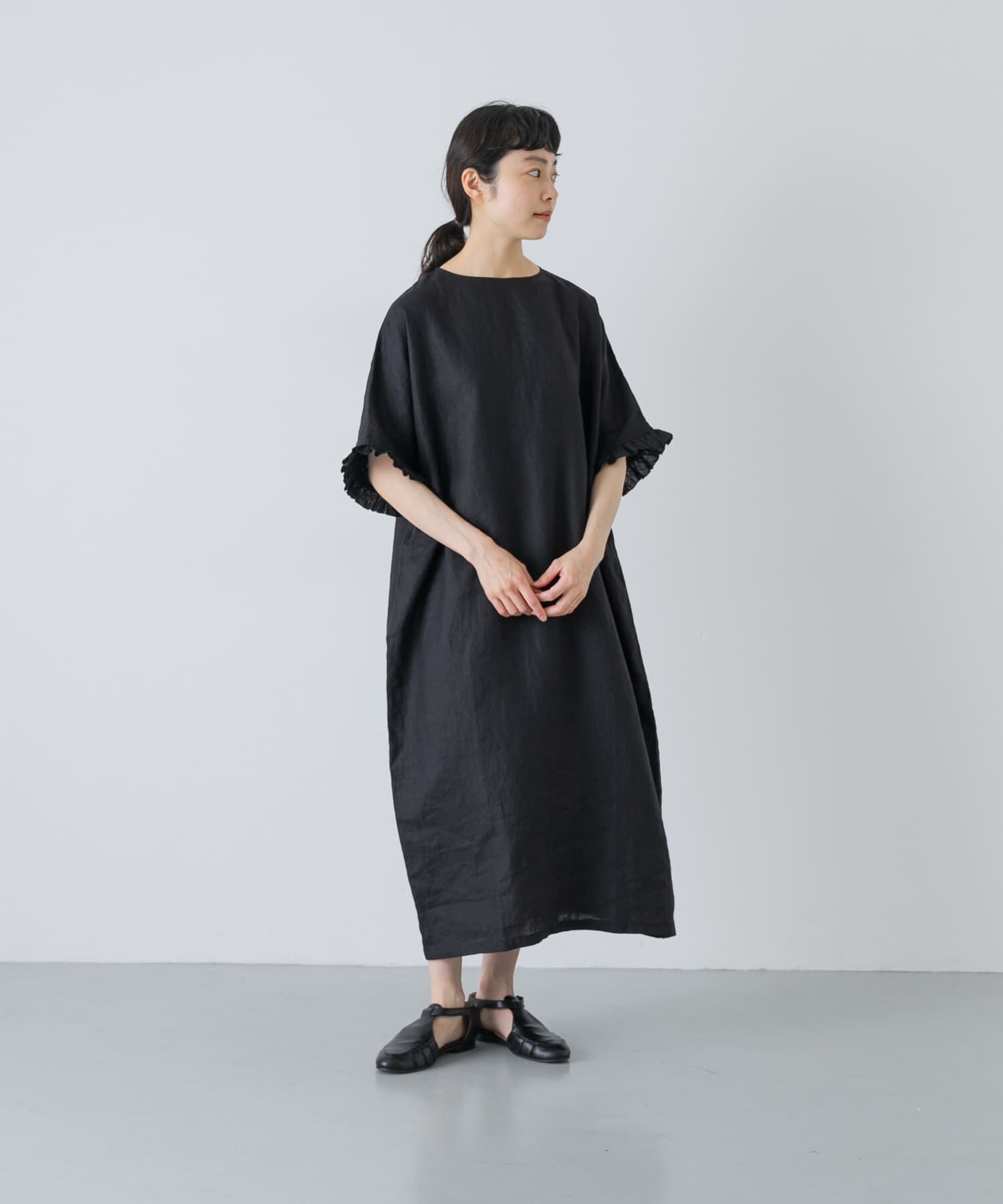 かぐれ「『2サイズ展開』リネンフリルスリーブワンピース」|ワンピース|