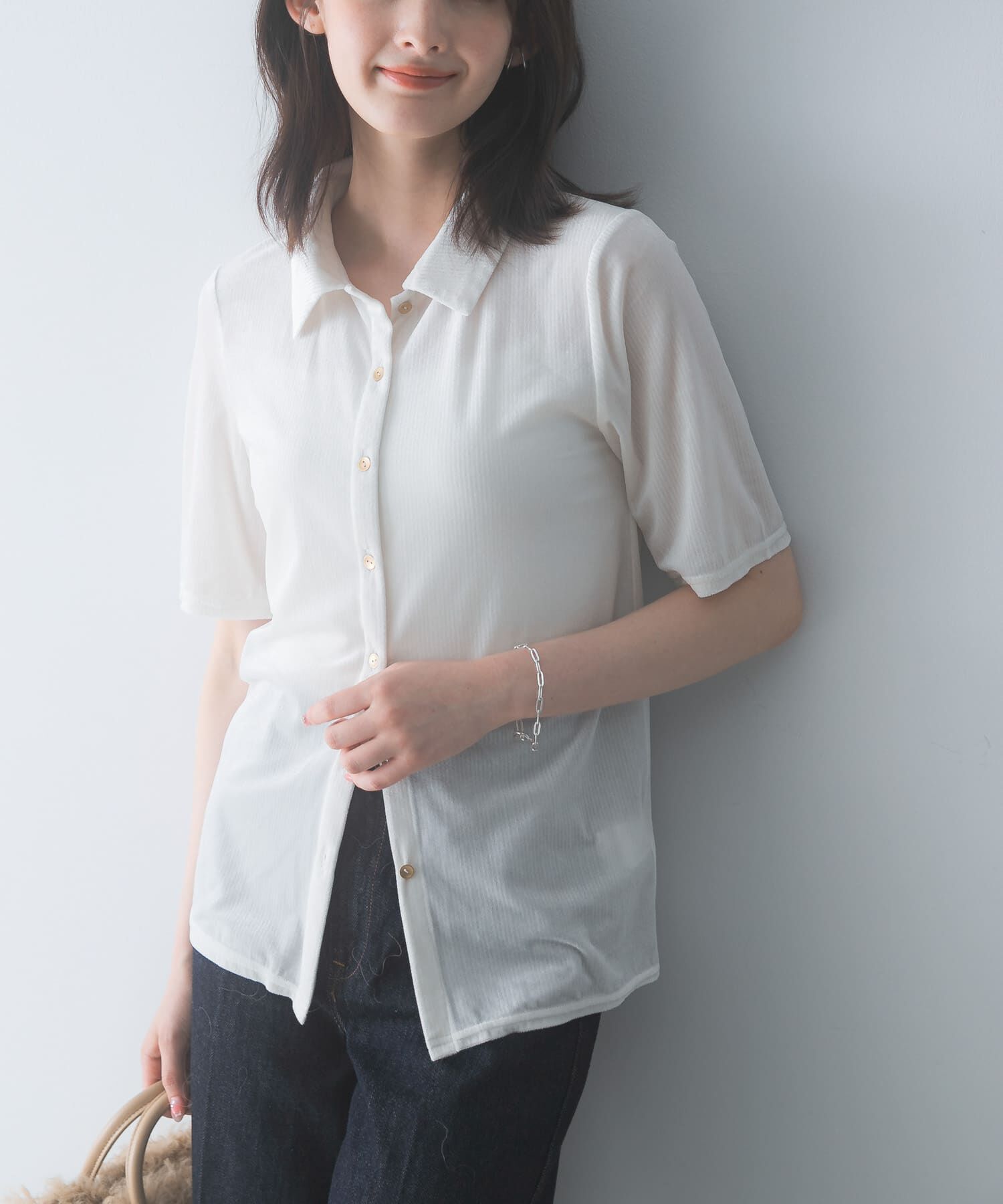 URBAN RESEARCH ROSSO「シアーストライプベロアポロカットソー」|Tシャツ・カットソー|