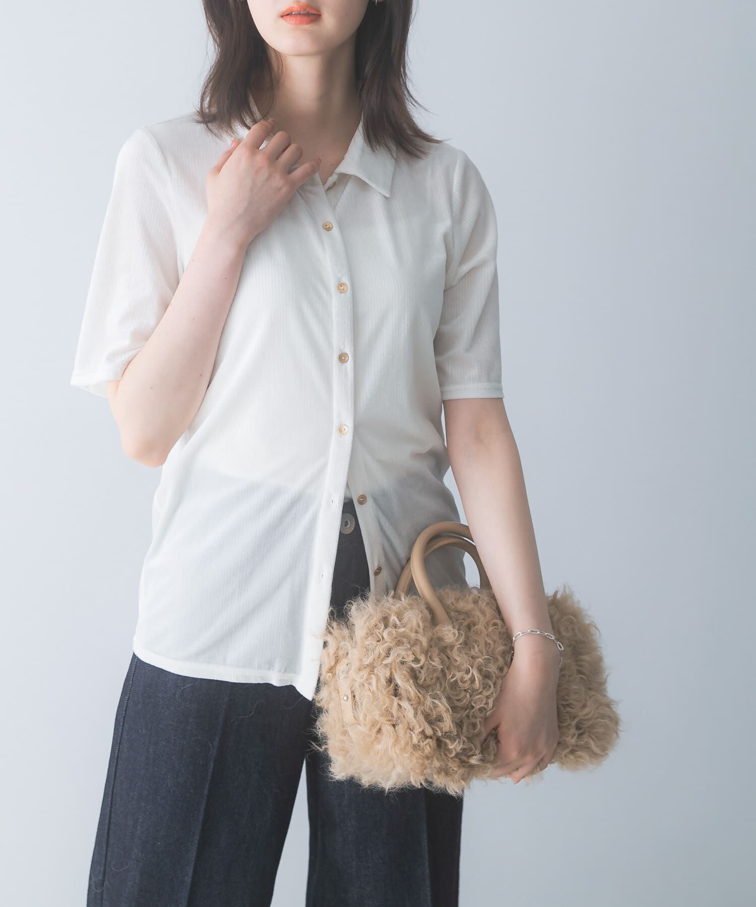URBAN RESEARCH ROSSO「シアーストライプベロアポロカットソー」|Tシャツ・カットソー|