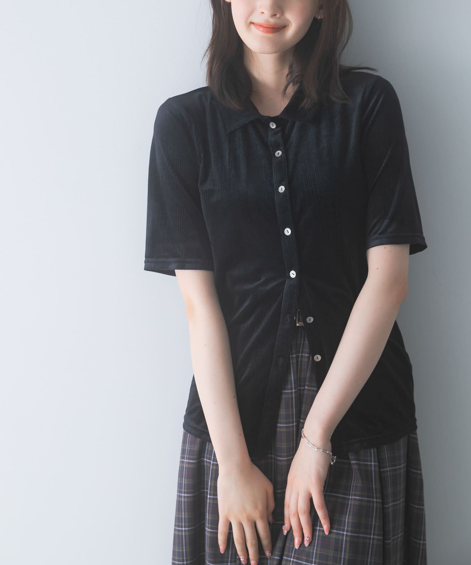 URBAN RESEARCH ROSSO「シアーストライプベロアポロカットソー」|Tシャツ・カットソー|