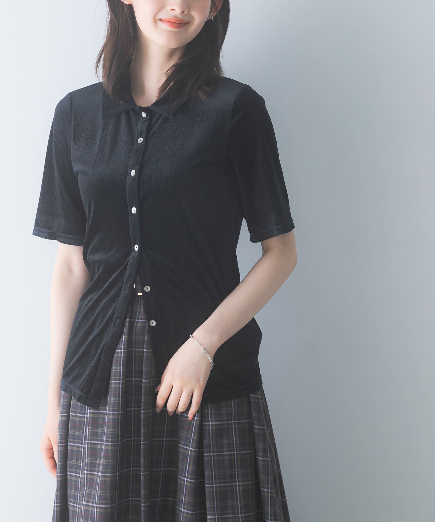 URBAN RESEARCH ROSSO「シアーストライプベロアポロカットソー」|Tシャツ・カットソー|