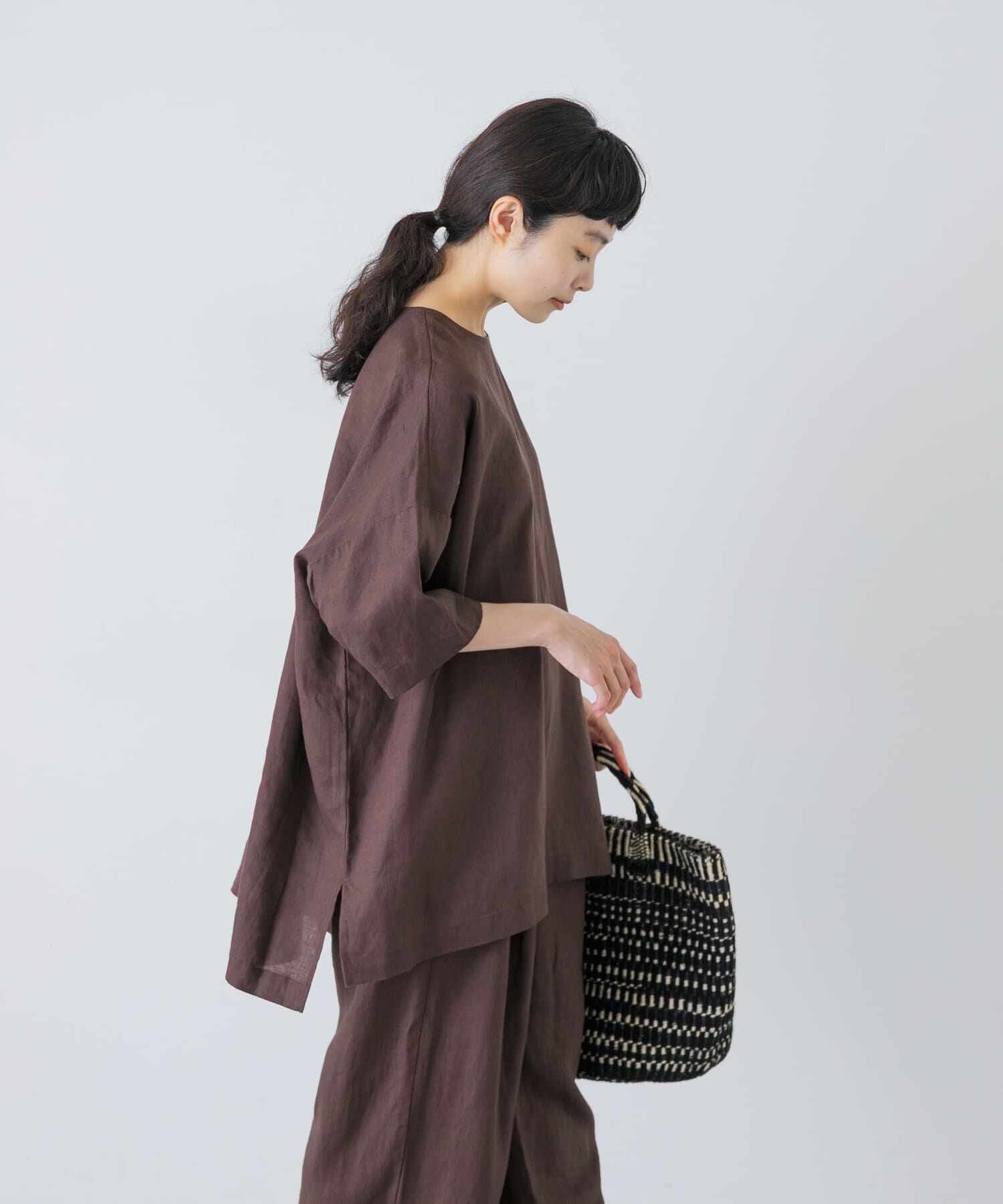 かぐれ「リネンワイドプルオーバーシャツ」|シャツ・ブラウス|