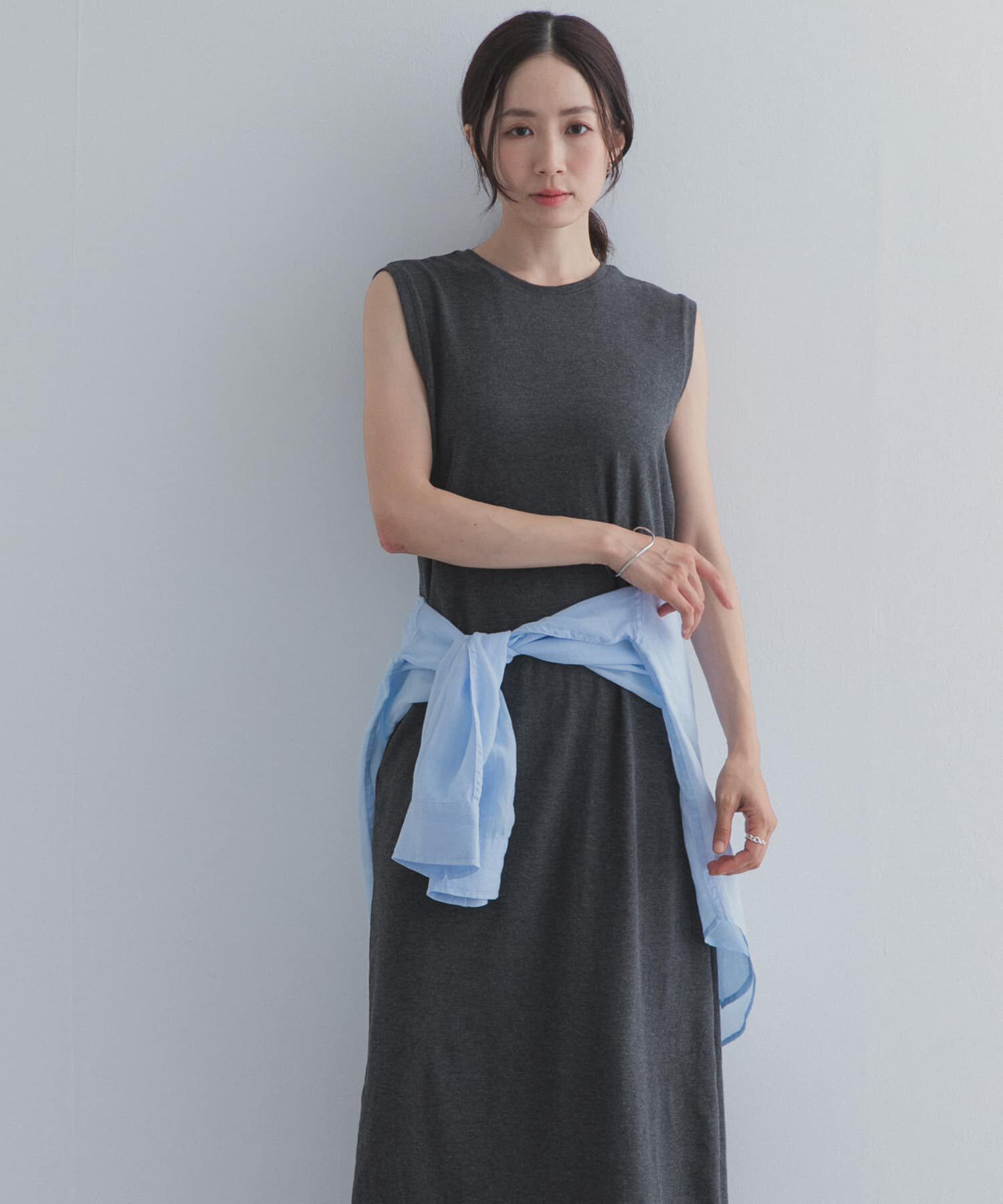 URBAN RESEARCH DOORS「ノースリーブカットリブワンピース」|ワンピース|チャコールグレー