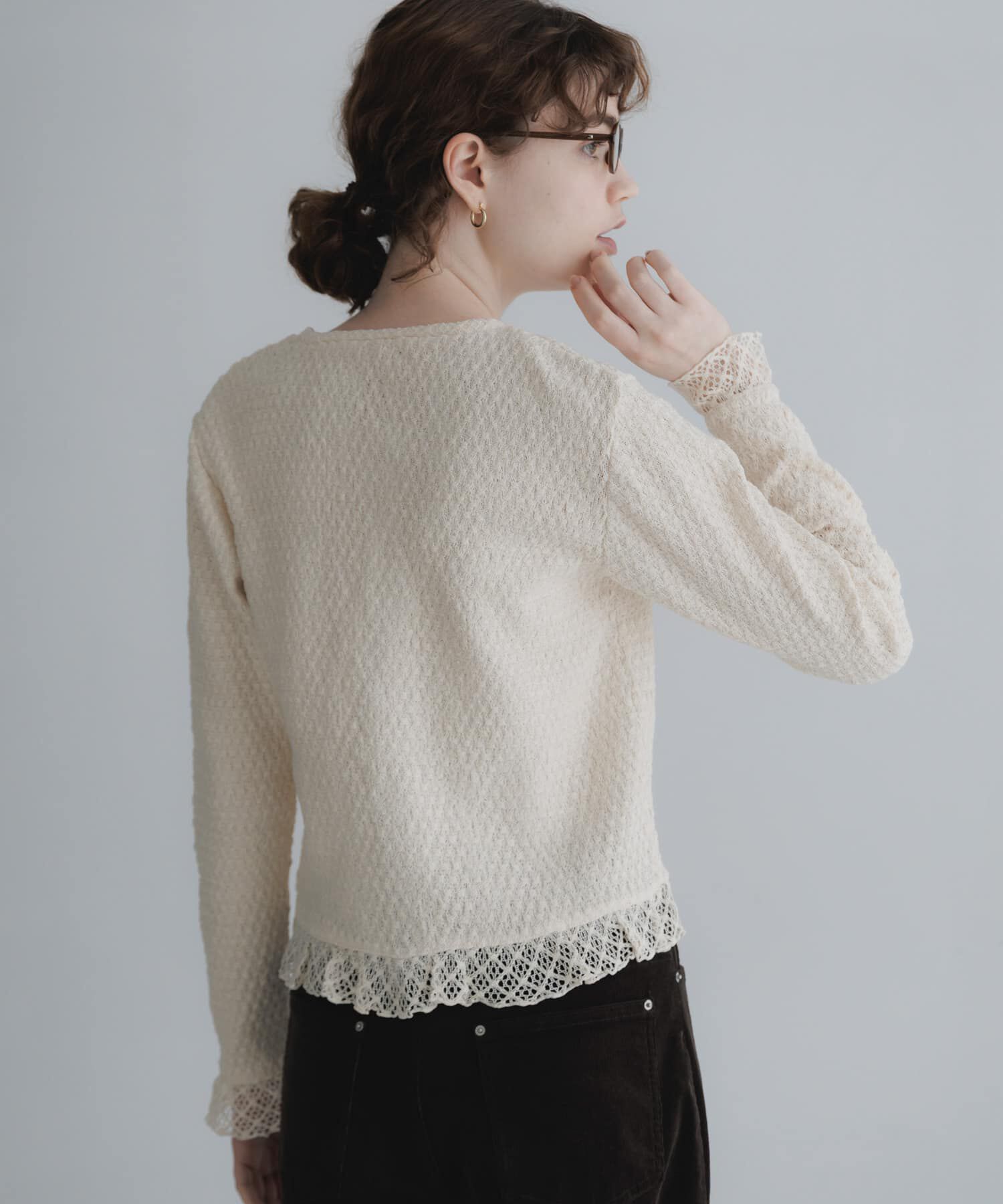 Sonny Label 「『WEB限定』レースシャーリングフリルカットソー」|Tシャツ・カットソー|