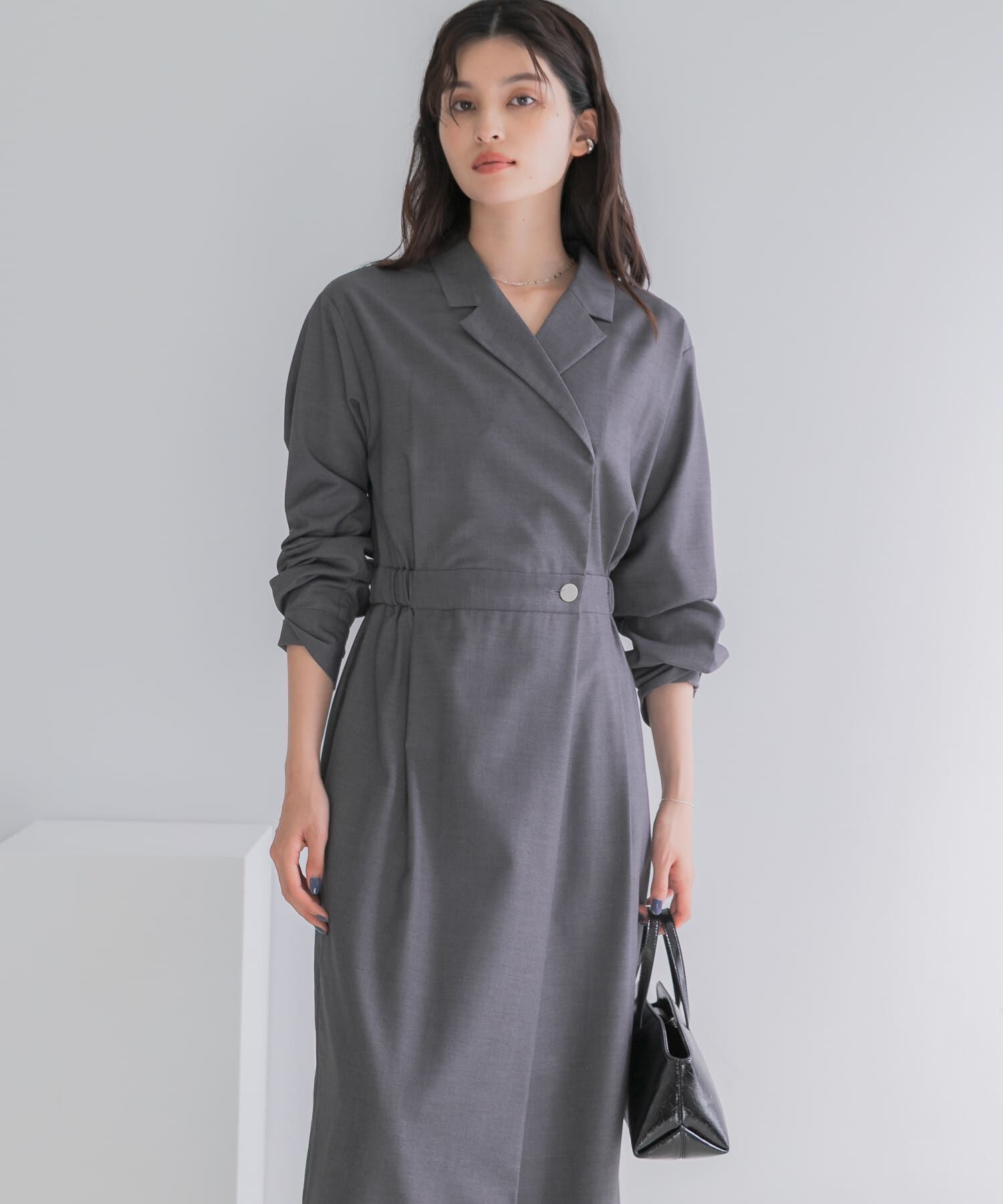 URBAN RESEARCH ROSSO「カシュクールデザインウーステッドワンピース」|ワンピース|グレー