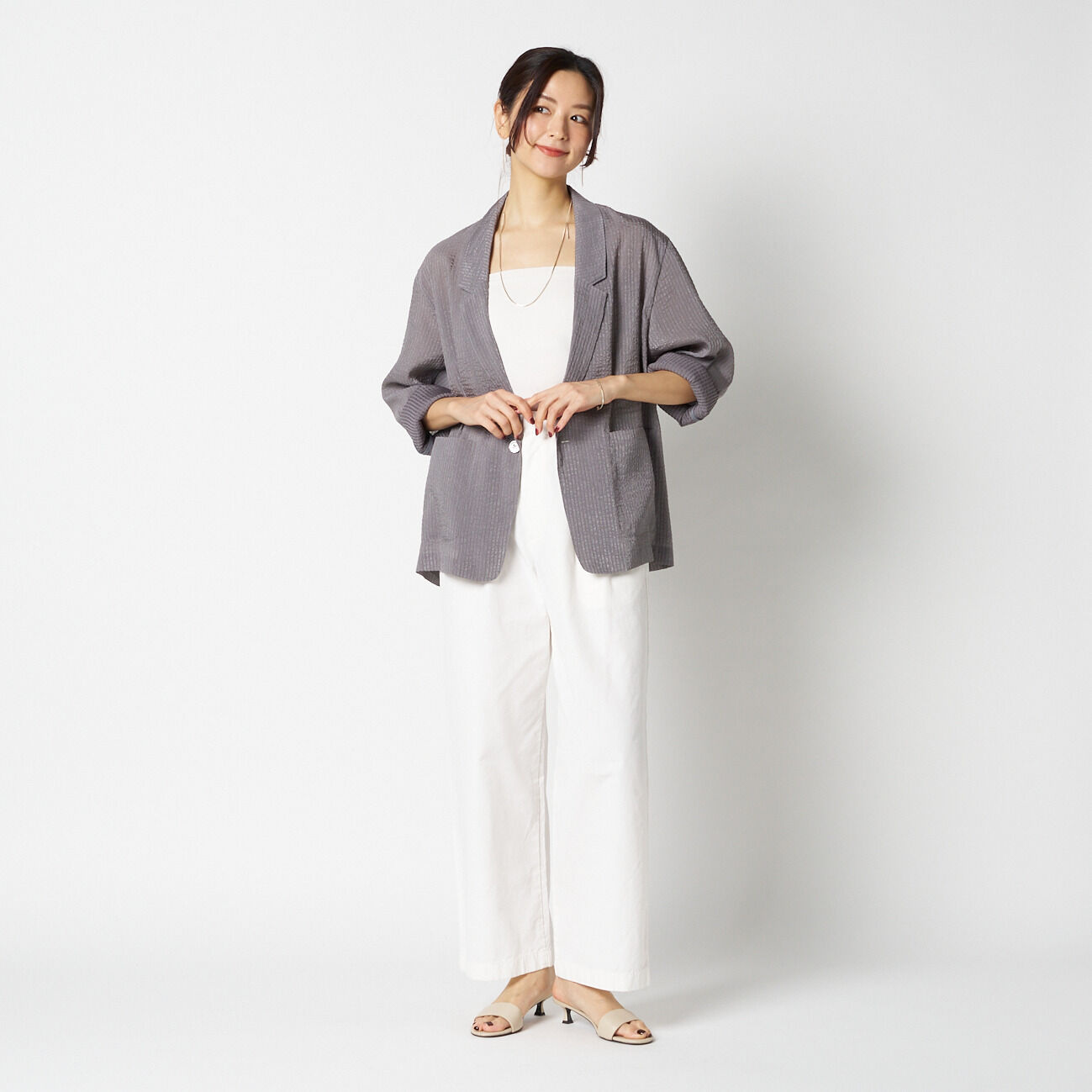 HELIOPOLE「HELIOPOLE SHEER DOBBY STRIPE JACKET」|デニムジャケット|