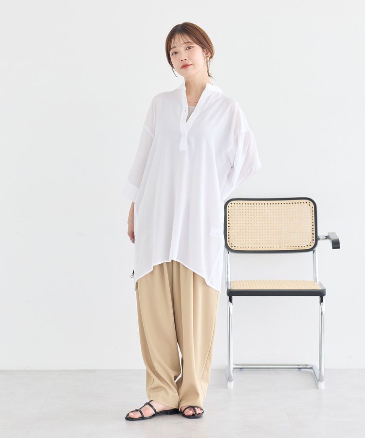 earth music&ecology「スタンドカラーオーバーチュニックシャツ」|チュニック|