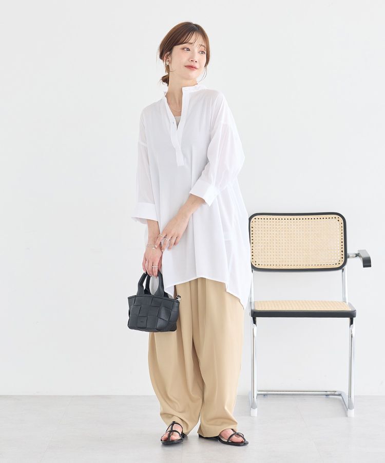 earth music&ecology「スタンドカラーオーバーチュニックシャツ」|チュニック|