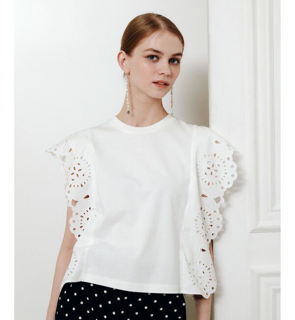 LOULOU WILLOUGHBY「スカラレーストリミングＴシャツ」|Tシャツ・カットソー|