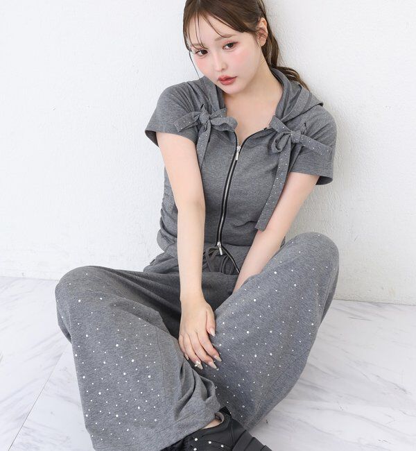  「【セットアップ可能】サイドレースキラキラスウェットパンツ」|その他|