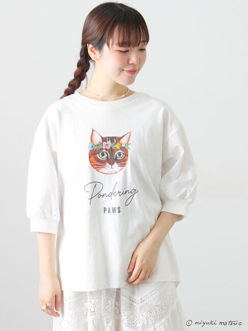 Samansa Mos2「【miyuki matsuo&times;Samansa Mos2】別布切替T」|Tシャツ・カットソー|オフホワイト