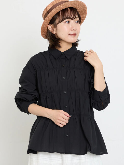 Samansa Mos2「シャーリングシャツ」|シャツ・ブラウス|