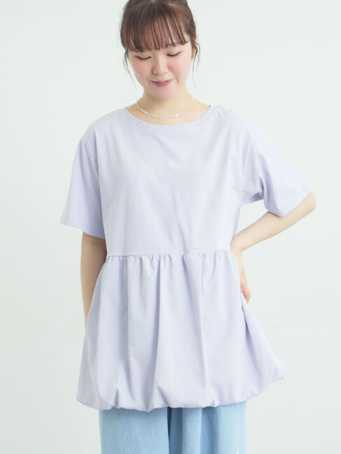 Samansa Mos2「【多機能】バルーンコンビカットソー」|Tシャツ・カットソー|ラベンダー