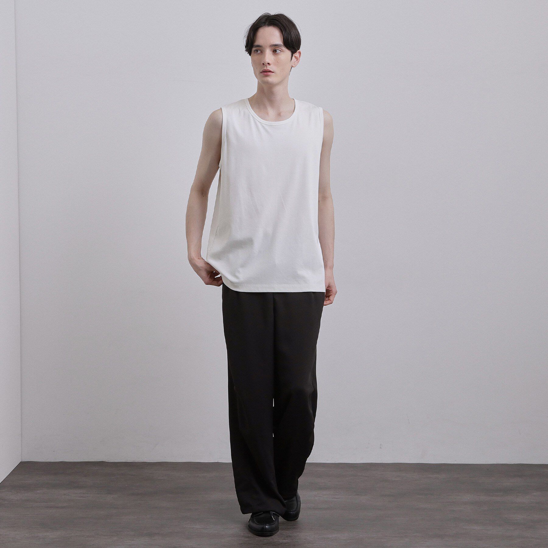tk.TAKEO KIKUCHI「【UVカット／接触冷感】スムースシルケット ノースリーブカットソー」|Tシャツ・カットソー|