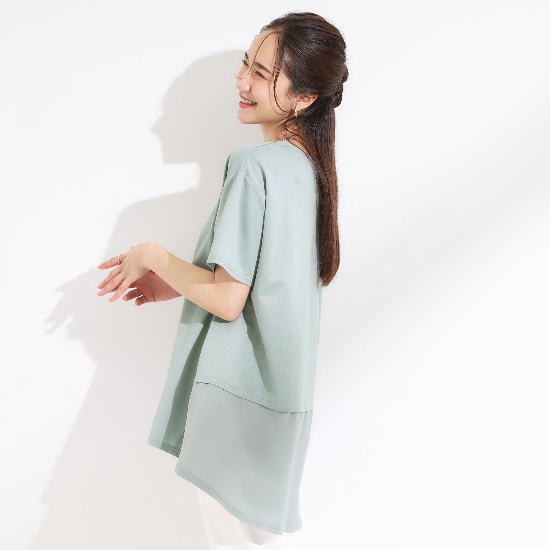SHOO･LA･RUE「【S-LL/UV/吸水速乾】きれいに体型カバー Aライン チュニックワンピース」|チュニック|
