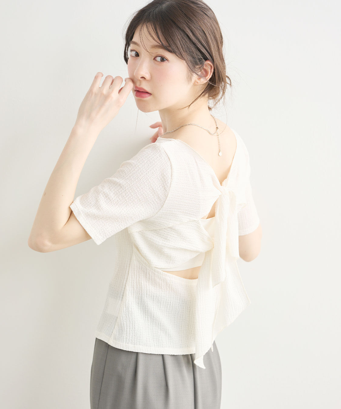 COCO DEAL「バックシャンリボンカットソートップス」|Tシャツ・カットソー|オフ